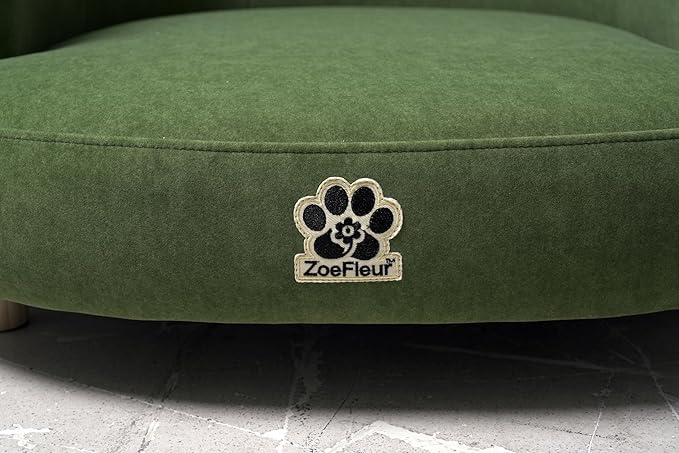Dog Bed, Large Dog Couch with Washable Cover, Wooden Legs, Elevated Fancy Foam Pet Sofa for Medium & Large Breeds(Green)