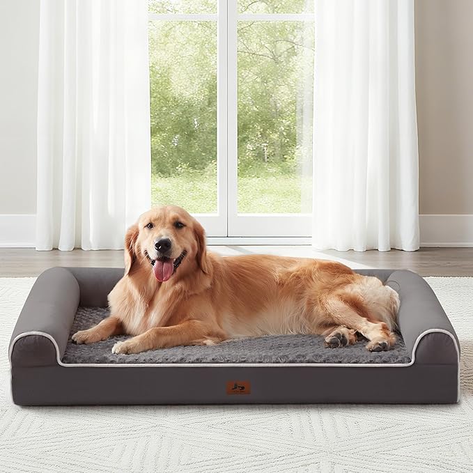Large Dog Beds Large Sized Dogs, Orthopedic XXL XL Dog Bed for Medium Size Dogs, Big Waterproof Couch Sofa with Removable Washable Cover for Pet, Dark Grey, 48"*35"*8"