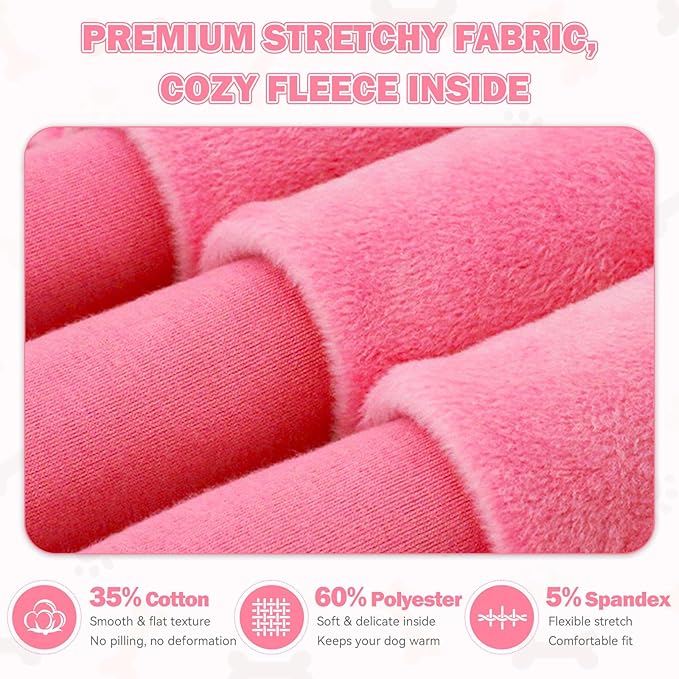 Dog Sweaters,Dog Hoodie,Cozy Fleece Interior Sweatshirt with Hood & Pocket,Leash Hole,Pet Clothes Sweater for Small,Medium,and Large Dogs,Pink&M