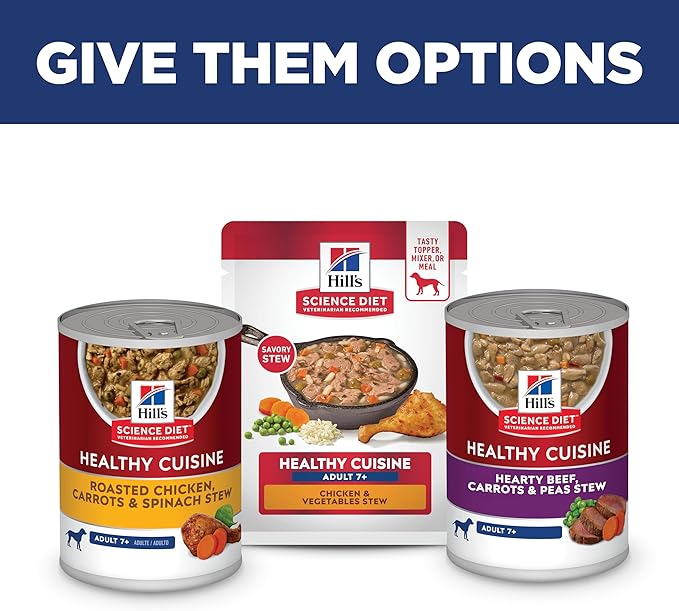 Hill's Science Diet Senior Adult 7+ Healthy Cuisine Wet Dog Food, Chicken & Vegetables Stew, 2.8 oz Pouch, 24-Pack