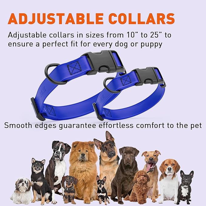 Dogline Durable Biothane Waterproof Collar for Dogs - Odor-Resistant Coated Webbing, Quick-Release Design, Comfortable Adjustable Fit, 3/4" W by 12-19" L, Blueberry Royal