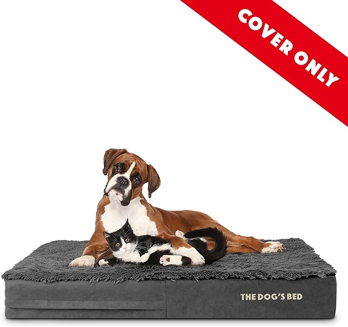 The Dog's Bed Replacement Outer Cover ONLY (Outer Cover ONLY - NO Bed, NO Waterproof Inner) for The Dog's Bed, Washable Oxford Fabric, Extra Large 6 Inches (Grey Faux Fur)
