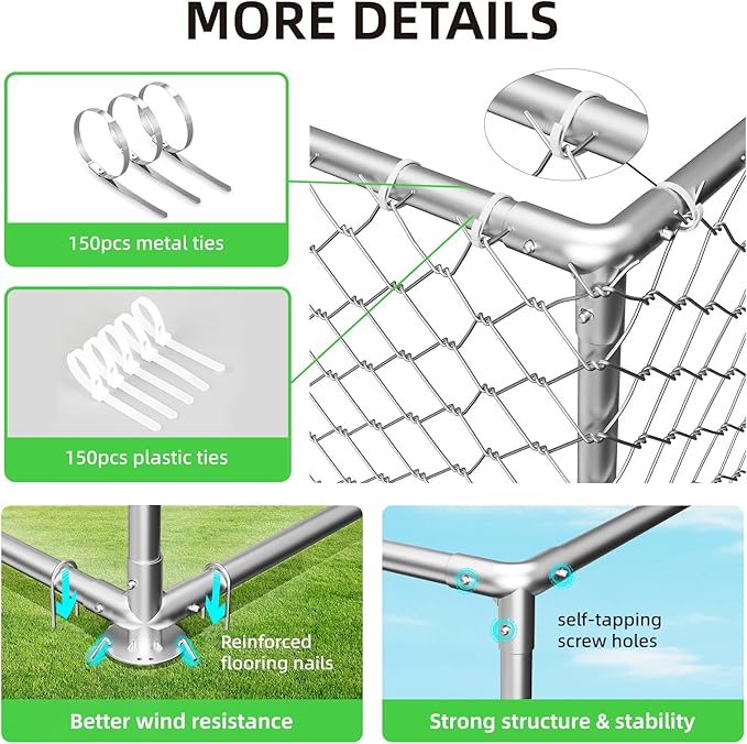 10x10 FT Outdoor Dog Kennel Outside Heavy Duty Dog Enclosure with Waterproof Cover and Security Lock(124x124x87Inch)