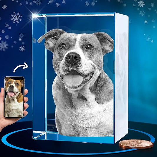 ArtPix 3D Crystal Photo, Christmas Personalized Gifts for Women, Wife, Her, Him, Men, Husband, Grandma, Great Xmas Customized Gift with Your Own Photo, Custom Glass 3D Laser Etched Picture Wedding