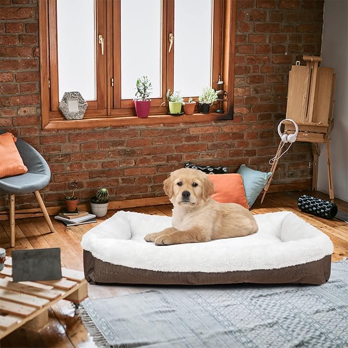 long rich Durable Two Tone Color Oxford pet Bed, Large, by Happycare Textiles