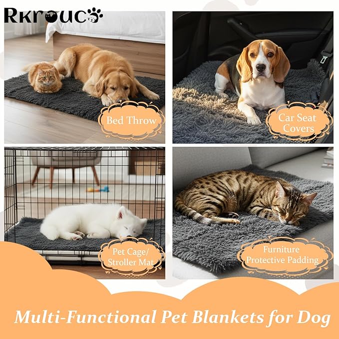 Pets Bed Blanket Dogs Reversible Soft Dog Throw Blankets Cats Mat Sleeper Fuzzy Pet Couch Covers Washable Cat Puppy Cover for Beds Car Sofa Travel Double Sided Furniture Protection (Dark Gray,S)