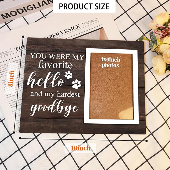Pet Memorial Frame for Dogs - In Loving Memory Gifts, Forever in Our Heart (Brown)