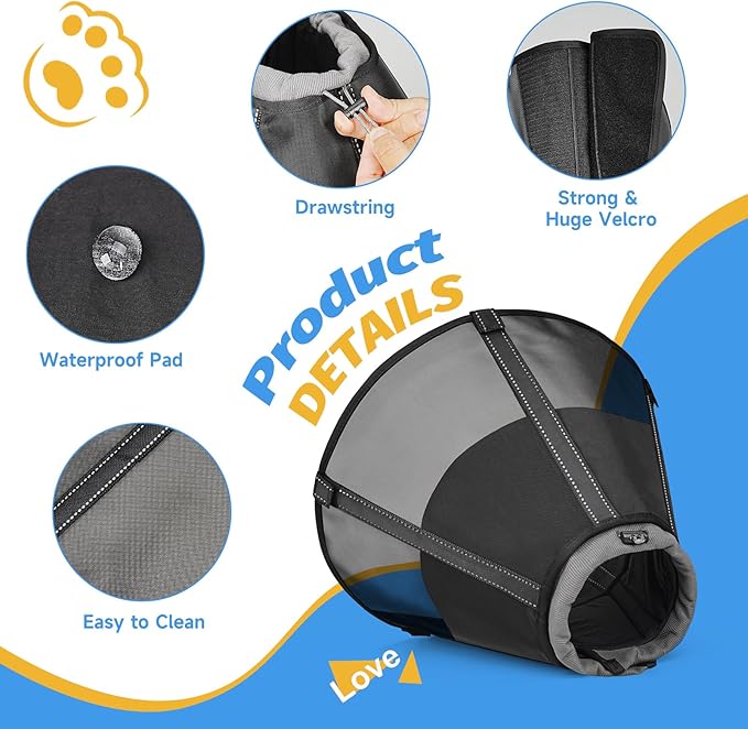 Dog Cone Collar to Stop Licking: Soft Mesh Recovery Collar After Surgery with Detachable Pad, Elizabeth Cone Alternative for Large Medium, Small Dogs, Normal Eating and Drinking (M, Black Mesh)