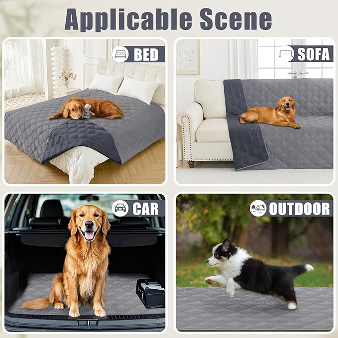 Smiry Waterproof Dog Bed Cover Blanket 40x50, Soft Reversible Pet Blanket, Washable Leakproof Cats Dogs Couch Cover for Sofa, Couch, Furniture, Lattice, Grey/Dark Grey