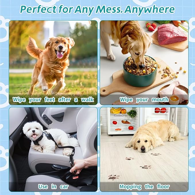 12 PCS Rinse Free Dog Shampoo Mitts, Waterless Dog Shampoo Mitts, Hypoallergenic Pet Bath Wipes Perfect for Dogs, Suitable for Daily Care and Travel