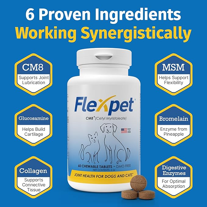 Hip & Joint Supplement for Dogs & Cats with Cetyl Myristoleate, Glucosamine, Collagen, MSM - Advanced Joint Support for Mobility, Senior Pets, Small & Large Breeds - 180 Tablets (Pork Liver)