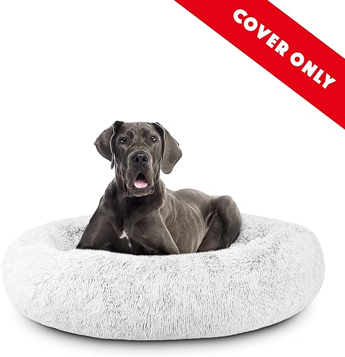 The Dog's Bed Replacement Cover Only for The Dog’s Bed Sound Sleep Donut Dog Bed Spare Cover, XXL Ice White Fur, Veterinary Approved