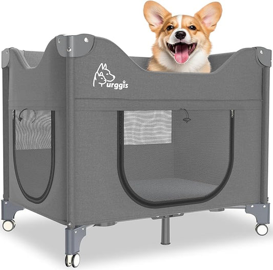 Upgraded Dog Bunk Bed, Portable Bedside Lounge Pet Bed, Dog Beds Attachment to Human Bed, Bedside Dogs Bed for Small, Medium Cats & Dogs, Pet Window Perch-Grey