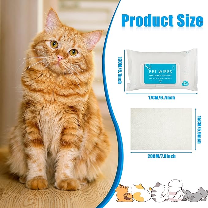 Treela 10 Packs of 800 Dog Wipes Pet Wipes Cat Grooming Supplies for Paws, Butt, Ear, Skin, Eye, Body Cleaning Bath Stain Odor Remover, Home or Travel Use(Unscented)