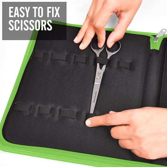 Case Holds 10 Grooming or Beauty Shears (GREEN)