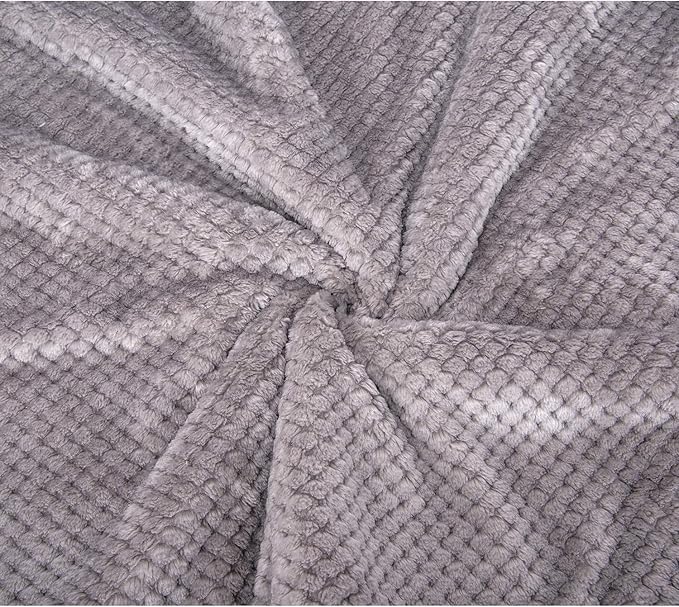 DW-Flint Gray Plush Fleece Receiving Blanket for Dog, Cat, Couch, Sofa, Travel and Outdoor, Camping (32" x 40")
