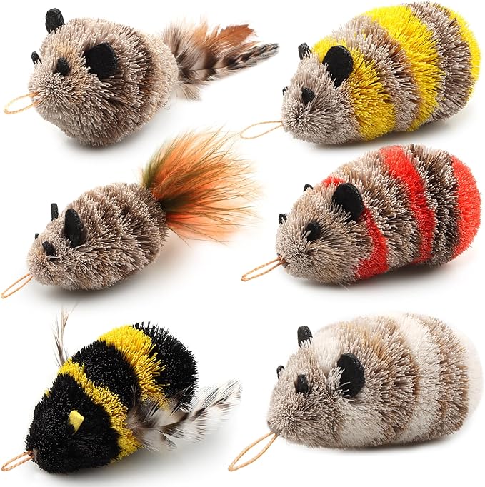 MULESID Cat Wand Lures Attachments Feather Toys Refill for Rod Indoo Bored Cats Pole Stick Teaser Interactive Replacement Catcher Hunting Attract (6pcs Cat Toy)