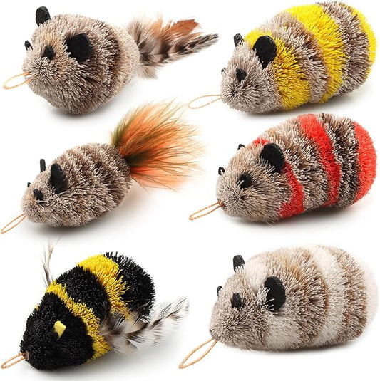 MULESID Cat Wand Lures Attachments Feather Toys Refill for Rod Indoo Bored Cats Pole Stick Teaser Interactive Replacement Catcher Hunting Attract (6pcs Cat Toy)