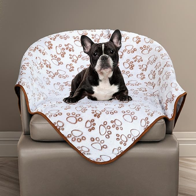 Stuffed Brown Small Premium Soft Dog Blanket, with Flannel Cute Paw Print, 24 * 32 inches, Newborn Cat Blanket Puppy Pads Supplies Dog Products Stuff Essentials