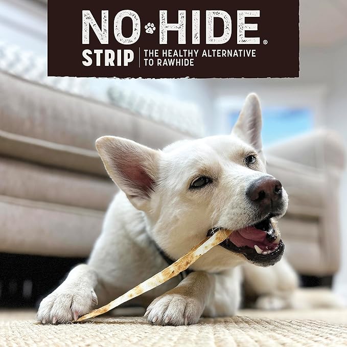Earth Animal No Hide Strips - Natural Rawhide Free Dog Chew Strips, Beef Free - 16 Count