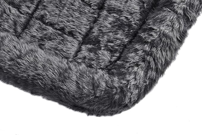 New World Dog Bed – Gray Faux Fur Bolster, Ultra-Soft and Machine Washable, Fits 24-Inch Crates and Carriers, for Small Dogs and Cats