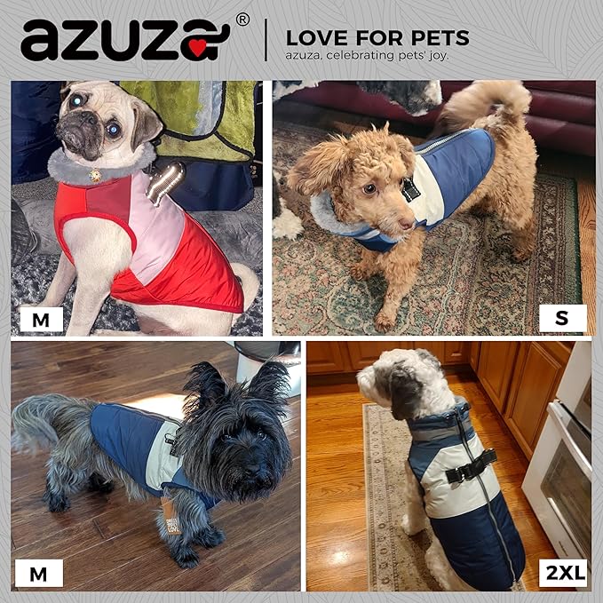azuza Dog Jacket for Medium Dogs Waterproof Dog Coat with Reflective Strips and Harness Built in Warm Fleece Dogs Winter Coat Windproof with Back Zipper, Orange XL