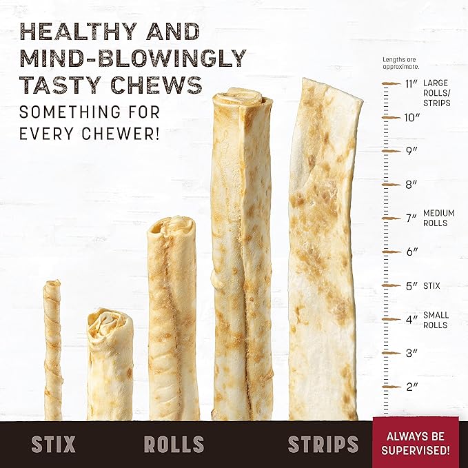 Earth Animal No Hide Strips - Natural Rawhide Free Dog Chew Strips, Beef Free - 4 Count