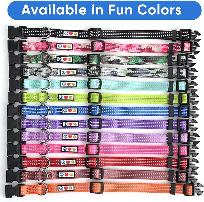 Pawtitas Reflective Dog Collar - Adjustable, Large Dog & Puppy Collar - Camouflage Grey