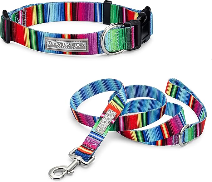Lucky Love Dog - Adjustable Dog Collar and Leash Set with Easy Click Buckle for Small to Large Dogs, Durable, & Comfortable Collar for Male & Female Dogs, Puppies & Adult Ones - Nacho Combo, Small