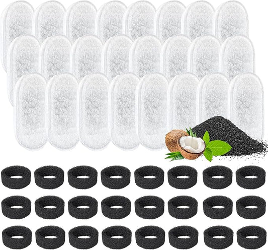 Cat Water Fountain Filter, 48 Pack Cat Fountain Filters, Cat Fountain Replacement Filter for 67oz/2L&108oz/3.2L Stainless Steel Pet Water Fountain (24 Filters & 24 Sponges)