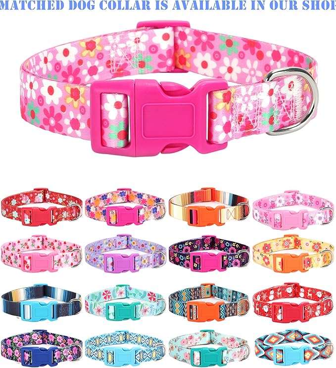 Moonpet Step in Dog Harness Leash Set- All Weather Reflective No-Pull Floral Pattern Padded Mesh Vest Harness for Cats Puppy Extra-Small Small Medium Large Dogs - Pink Flower - XS