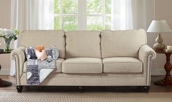 Brilliant Sunshine Quilted Calming Dog Bed Mat, Removable Washable Cover, Cushion Protector and Couch Covers for Dogs, Pets, Cats, Small, Grey Heart Love Patchwork