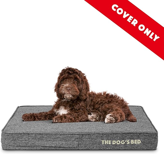 The Dog's Bed Replacement Outer Cover ONLY (Outer Cover ONLY - NO Bed, NO Waterproof Inner) for The Dog's Bed, Washable Poly-Linen Fabric, Medium 4 Inches (Grey)
