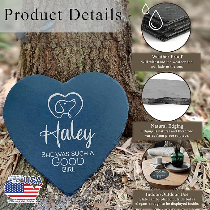 Dog Memorial Gifts for Loss of Dog, Cemetery Decorations for Grave, Pet Loss Sympathy Gift, Personalized Remembrance Garden Stone, Cat Lovers Heaven Grave Markers Bereavement Headstone (A11H)