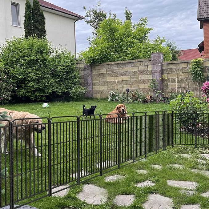 Dog Fence Outdoor 24 Piece Panels 47" Height, Square Steel Pipe with Reinforced Crossbars, Anti-Rust Heavy Duty Dog Playpen with Doors Portable for Yard RV Camping, Total 54FT, 227 Sq.ft, Snowy Black