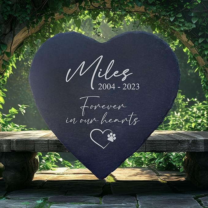 Dog Memorial Gifts for Loss of Dog, Cemetery Decorations for Grave, Pet Loss Sympathy Gift, Personalized Remembrance Garden Stone, Cat Lovers Heaven Grave Markers Bereavement Headstone (A02H)
