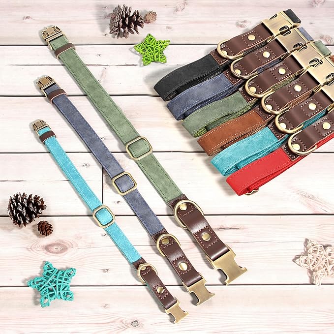 Didog Soft PU Leather Dog Collar for Large Dogs,Classic Adjustable Wide Dog Collars with Quick Release Metal Buckle,Easy Clean and Comfortable with Nylon Lining,Black,XL Neck 17-26", Width 1¼''