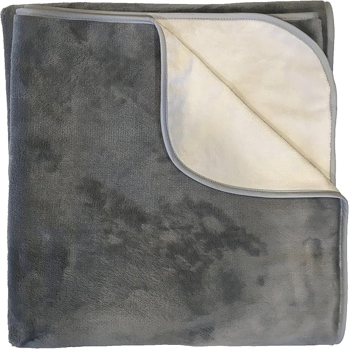 Mambe Silky Waterproof Throw for Protecting Furniture Bed Couch from Stains Caused by Dogs, Cats, Incontinence. Soft, Washable, Reversible. (Size Medium 70x70 inches, Color Buff/Dove)