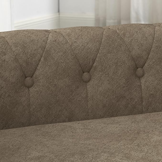 GDFStudio Modern Linen Dog Sofa for Small and Medium Dogs Elevated Pet Bed with Armrests and Backrest Durable and Comfortable Upholstered Pet Furniture, Brown