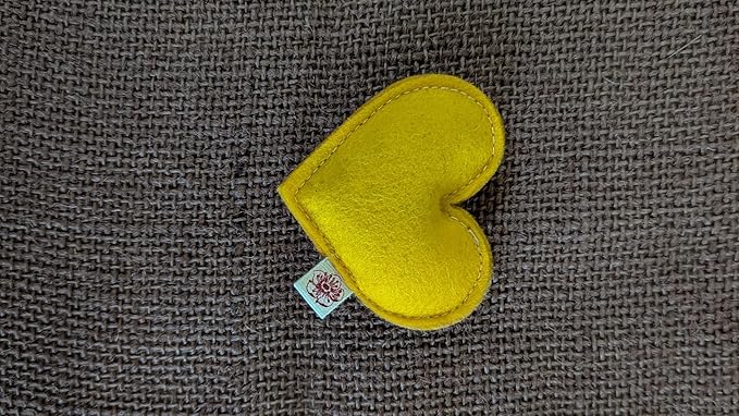 Cherry Valley Organics Catnip Toy – Heart Shape, Organic Catnip, 100% Wool Felt, Grown & Made in The USA - Yellow