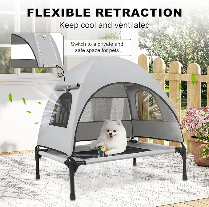 Small Dog Tent with Removable Canopy, Portable Outdoor Pet Shelter for Dogs up to 30 Lbs, UV Shade, Waterproof & Breathable for Travel or Backyard Use