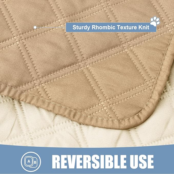 Smiry Waterproof Dog Bed Cover Pet Blanket, Soft Washable Dog Blanket for Furniture Bed Couch Sofa Reversible, Checkered (40"x80", Camel/Beige)