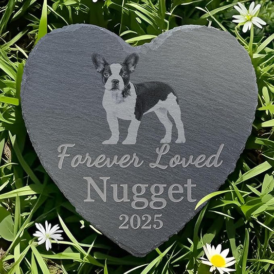 Pet Memorial Stone with Photo, Dog Memorial Gifts for Loss of Dog, Personalized Pet Memorial Gifts, Pet Loss Gift - Forever Loved（Heart）