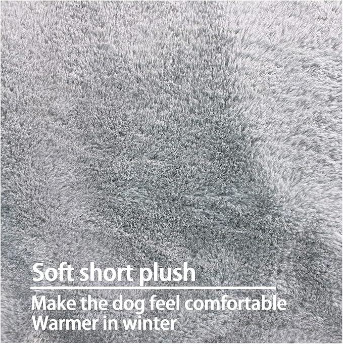 Dog Bed Cover 53L x 36W x 4H Inch,Heavy Duty Durable Waterproof Fluffy Soft Short Plush Replacement Dog Bed Covers,Washable Removable Pet Bed Mattress Cover with Zipper.Grey
