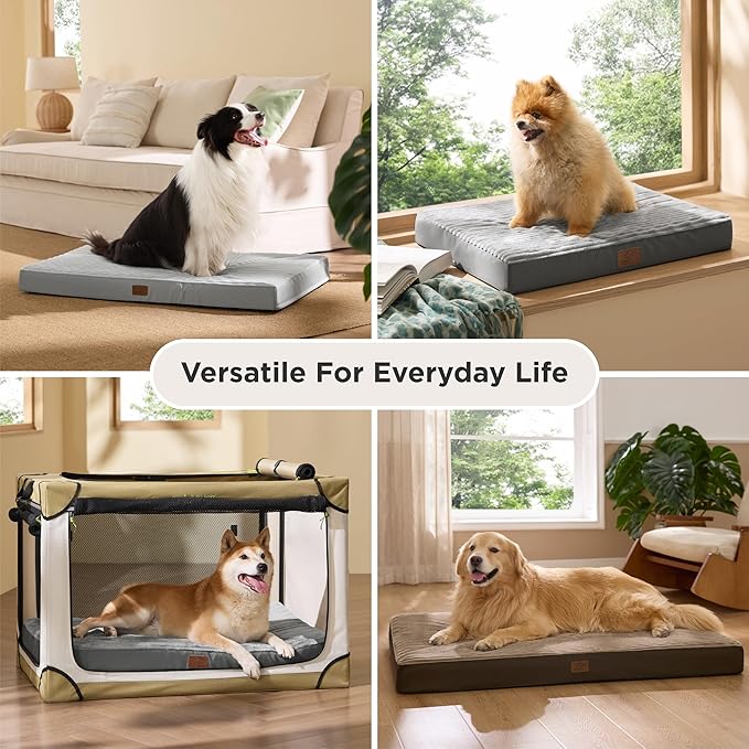 Bedsure XL Dog Bed for Crate - Large Orthopedic Pet Beds with Removable Machine Washable Cover, NOT Waterproof Egg Crate Foam Puppy Pad, Suitable for Pet Up to 80 lbs, 41"x27"