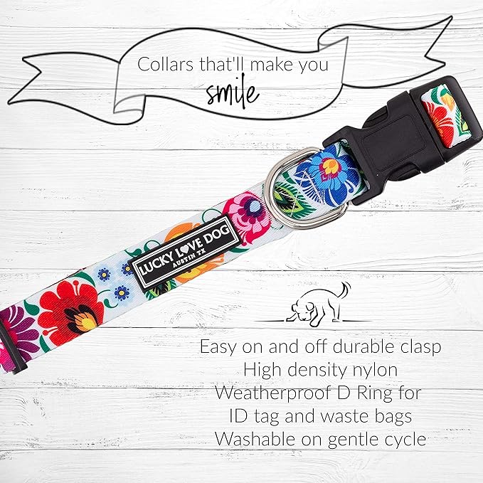 Lucky Love Dog - Adjustable Dog Collar with Easy Click Buckle for Small to Large Ones, Durable, & Comfortable for Male & Female Dogs, Pet Collar for Puppies & Adult Dogs - Ladybird, XS