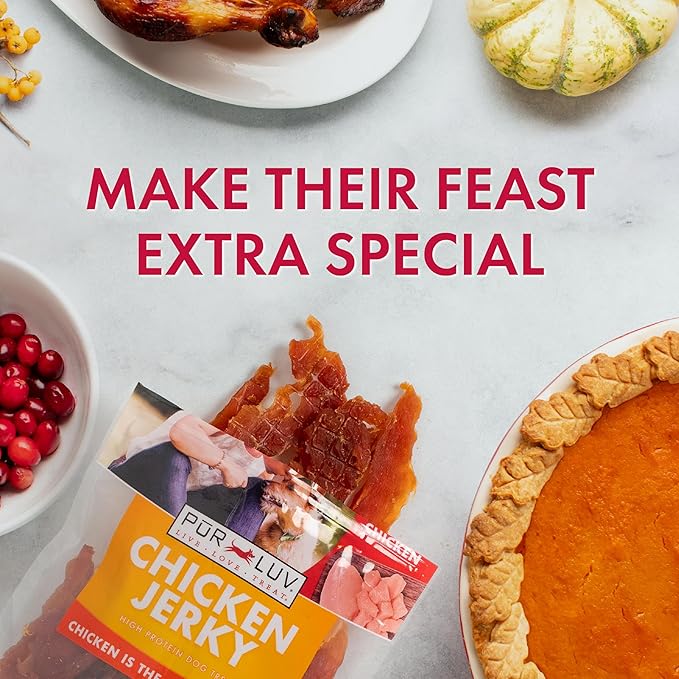 Pur Luv Chicken Jerky Dog Treats, Made with 100% Real Chicken Breast, 32 Ounces, Healthy, Easily Digestible, Long-Lasting, High Protein, Satisfies Dog's Urge to Chew