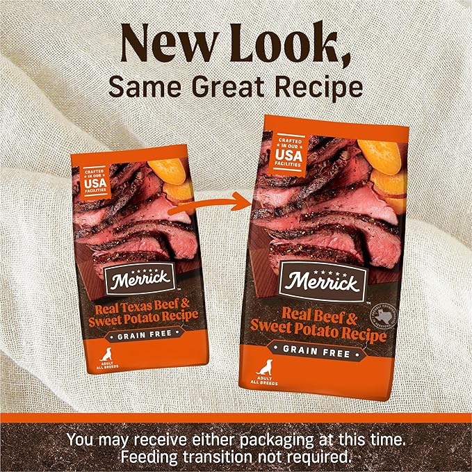 Merrick Premium Grain Free Dry Adult Dog Food, Wholesome And Natural Kibble, Real Texas Beef And Sweet Potato - 4.0 lb. Bag