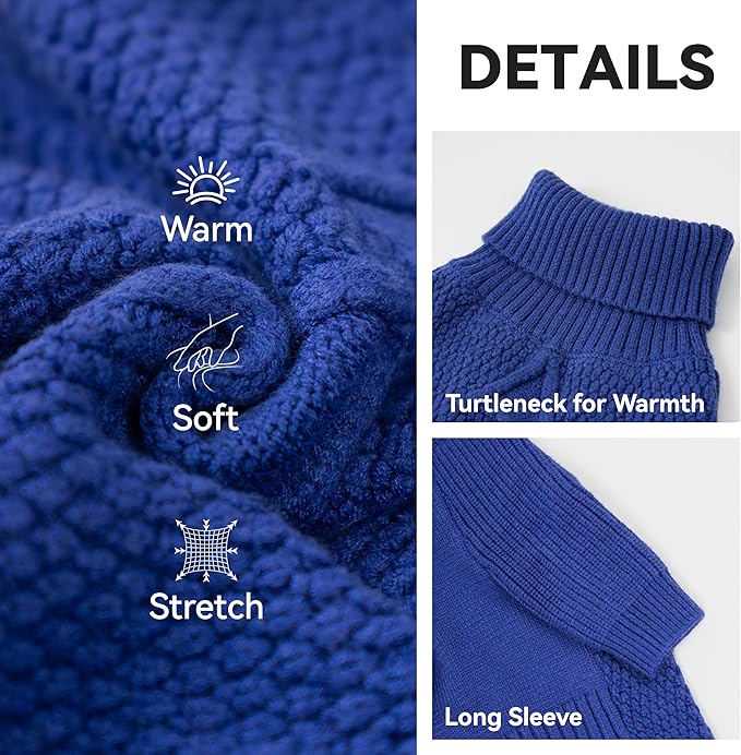 cyeollo 4XL Dog Sweater,Pullover Turtleneck for Large Dogs, Classic Knitwear Fall Winter Cold Weather Pet Clothes for Giant Breed Warm Pet Apparel Large Big Dog Sweaters Male, Royal Blue XXXXL