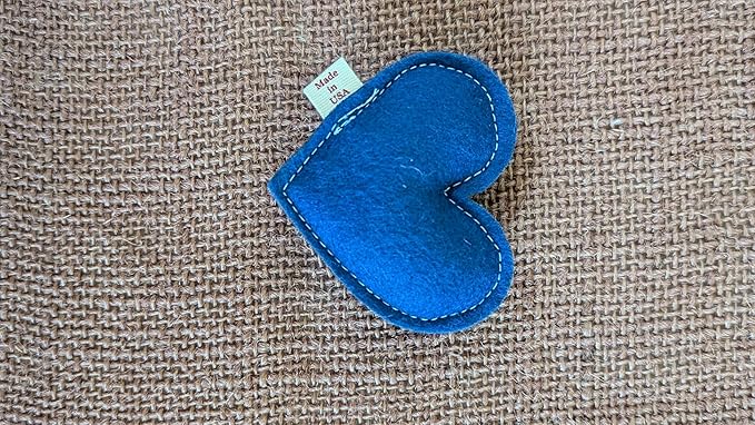 Cherry Valley Organics Catnip Toy – Heart Shape, Organic Catnip, 100% Wool Felt, Grown & Made in The USA - Blue